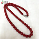 Yanhao Boutique Natural Coral Necklace Ox Blood Red Koscica Ball Necklace Collection Jewelry Gift 6.3-7