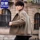 ROMON high-end wool double-sided woolen jacket woolen jacket men's 2025 autumn and winter new casual short style thickened and warm gray green thick style XL weight (135-150Jin Jin is equal to about 0.5 kg)