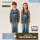 Teenie Weenie Kids 25-year-old new style denim overalls for boys and girls, pastoral style, blue floral gray 140 cm