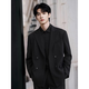JIAYE Korean style trendy men's tops, handsome Hong Kong style suit jackets, men's spring and autumn versatile casual suits, black XL