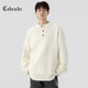 Cebrodz French sweater men's autumn and winter new American sweater coat Henry collar loose long-sleeved casual tops light gray L