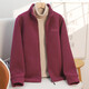 2025 middle-aged and elderly women's polar fleece jacket for spring and autumn warm fleece mother's wear sweatshirt stand-up collar cardigan jacket purple 2XL (recommended 105-120Jin Jin equals 0.5 kg)