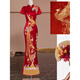 ROAR UTHAUG embroidered cheongsam embroidered and wedding dress 2025 bridal wedding dress Chinese wedding dress walk out of the pavilion toast dress engagement dress red cheongsam with free earrings S