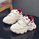 Warrior Girls Lightweight Soft Soled Sports Cotton Shoes Winter Children's Velvet Daddy Shoes WZ-C200L Rice/Burgundy 34