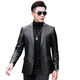 Galedi leather suit men's autumn new sheepskin jacket slim thin small suit business Haining leather jacket trendy black S 16546