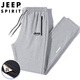 JEEP SPIRIT Jeep sweatpants men's spring and autumn casual pants for middle-aged and young people solid color loose trousers black straight 2XL