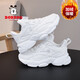 Babudou winter children's cotton shoes plus velvet to keep warm boys and girls sports shoes soft sole non-slip white shoes running shoes white velvet cotton shoes 31 (inner length 19.6cm)