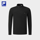 FILA official men's knitted long-sleeved top 2025 winter fitness sports plus velvet basic long T
