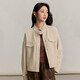 INMAN Retro Barn Style Stand Collar Short Jacket Women's 2025 Autumn Loose Fashionable Versatile Work Jacket Top Warm Apricot S