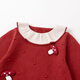 Dudu girl New Year's greetings dress long-sleeved dress New Year's winter dress baby girl skirt autumn and winter children's princess dress baby children's clothing red 100