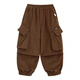 Burwilde International Brand Children's Clothing Children's Overalls Boys' Pants 2025 Autumn New Boys' Pants Long Pants Coffee Color 110 cm