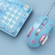 Xinmeng (TECHNOLOGY) Xinmeng Cute Tiffany Blue Cherry Pink Girly Heart Mechanical Keyboard Mouse Set Game Green Axis Punk Retro Round Edition - Silver White Mixed Light - Green Axis