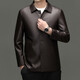 Goldlion Lapel Men's Leather Jacket 2025 Autumn and Winter New Versatile Dad Jacket Fashion Leisure Boutique Haining Leather Jacket Light Coffee 4XL 195