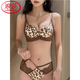 LangSha Sexy Leopard Print Seamless Front Button Underwear Women's Push Up Thickened Small Bra No Wire Ring Side Breast Reducing Bra Set Leopard Print Set 70A 32