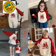 G.duck parent-child outfit, family photo, mother-daughter outfit, sweatshirt, family of three, New Year's greetings outfit, plus velvet, New Year's baby photo, parent-child outfit, autumn red apricot raglan (plus velvet) 130, regardless of boys and girls (50 Jin Jin is equal to about 0.5 kg)