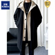 ROMON fake two-piece black woolen coat, men's mid-length hooded windbreaker, a complete set for winter, black single coat M (95-115Jin Jin equals 0.5kg)