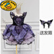 G.duck25 Summer Clothes Kuromi Cos Princess Dress Girls Lolita Lolita Birthday Dress Dress + Headband (skirt is half a size too small) 130 cm