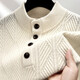 100% pure wool sweater men's stand-up collar sweater new Puyuan sweater thick knitted base layer warm top thick black L 175/110