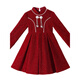 Girls dress winter girls dress autumn and winter little girl Chinese style retro princess dress children beautiful red plus velvet (without pendant) 100 cm