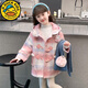 G.DUCKKIDS Girls Autumn and Winter Coat 2025 New Children's Woolen Mid-Length Velvet Thickened Little Girls Woolen Coat Pink 140