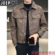 JEEP SPIRIT leather jacket men's 2025 new spring and autumn handsome slim bomber jacket casual men's leather jacket brown XL 105-125Jin Jin equals 0.5 kg