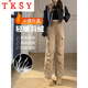 TKSY American workwear down pants for women's outer wear in winter 2026 new cold-proof thickened wide-leg straight-leg warm cotton pants Khaki XL