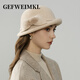 GEFWEIMKL Merino Wool Bucket Hat Women's Autumn and Winter New French Furry Bow Fashion Elegant Top Hat Women Black Adjustable (56-58cm)