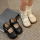 Jin Jin is equal to 0.5 kg Mu girls shoes children princess shoes small leather shoes 2025 spring and autumn new baby girl simple shoes off-white 26 inner length about 16cm