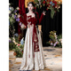 LNGA LANDGRE toasting dress large size fat mm slimming bridal style light luxury long-sleeved new Chinese style wedding engagement homecoming dress burgundy 2XL _140Jin Jin equals 0.5kg -150Jin Jin equals 0.5kg