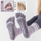 Skingcond Japanese yoga socks five-finger non-slip women's Pilates training indoor sports special fitness long tube split toe 1 pair purple one size
