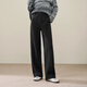 Yiyang (ESE-Y) 2025 winter velvet thickened narrow wide-leg straight pants black-regular 28