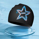 Silicone swimming cap for women with long hair that does not strangle the head, high appearance, waterproof, large head circumference, high elasticity, non-stretch swimming equipment for adults, black star style