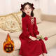 Disney (Disney) girls Chinese style velvet dress 2025 new style red girl princess skirt thickened New Year's greeting dress Chinese style dress without velvet 140