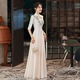 ACJK Chinese host performance clothing 2025 new champagne color bridesmaid dress evening dress simple and elegant long chorus dress champagne color S