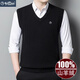 Goldlion Pure Cashmere Men's Thick Vest Autumn and Winter Sleeveless Vest Knitted V-Neck Wool Sweater (V-Neck Vest) Black L 170