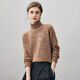 Komenboka 2025 autumn and winter new thickened 100% cashmere sweater women's turtleneck sweater solid color base sweater caramel color L