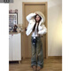Dangrui Korean style retro white fur collar short cotton jacket for women 2025 winter new thickened hooded down jacket trendy white one size fits all size can be noted