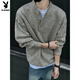 Playboy cleanfit henley collar sweater men's autumn and winter warm sweater men's inner long-sleeved base sweater floral gray 2XL 145 to 160 Jin Jin equals 0.5 kg can be worn