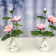 Artificial flower lotus for Buddha, lotus for Buddha, artificial flower for front of Buddha, artificial flower decoration, small ornaments, bonsai silk flower, Guanyin flower Buddha stand, 2 small porcelain vases plus 2 bunches of white, no smell