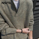 NSFG American retro Henry collar sweater men's autumn and winter men's casual lazy style sweater men's solid color sweater dark gray M (85-100Jin Jin equals 0.5 kg)