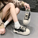 Woodpecker versatile platform shoes for women in autumn and winter niche thick-soled white shoes 2025 new Korean casual sports shoes for women black 37 (235mm)