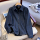 ANGEL MOOD thickened velvet retro washed denim shirt women's jacket autumn and winter versatile trendy women's tops denim shirt blue M