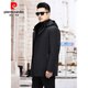 Pierre Cardins neuer Parka Herren Nerzfell integriertes Innenfutter Echtfell Nickmantel warmer Wintermantel mittleren Alters schwarz M 165