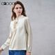 G2000 satin cloth/streamer stand collar/same style in shopping malls women's 2025 autumn and winter silky long-sleeved casual shirt
