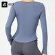 Aoyi 2025 Autumn and Winter Yoga Wear Women's Tops Long Sleeve Professional Fitness Quick-Drying Clothes Running Sports Pilates Training Clothes Cloud Blue-V Neck Design M