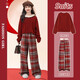I.KARNOW Girls' New Year Clothes 2026 New Girl's Suit Autumn and Winter Western Style Festive Year of the Pig Red New Year Sweater 19745 Red + 15190 Red Plus Velvet Suit 170