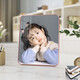Fantasy baby photo crystal table with rose rounded corner photo frame. Customizable wedding photo studio quality. Single frame. Rose gold - rounded corner table (vertical version). 8 inches 15.2x20.3cm. High definition production - studio quality.