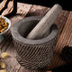 Fantasy natural stone hand-carved bluestone mortar, garlic mortar, medicine jar, household garlic paste, grinding, peeling and pressing garlic, hand-carved extra large with wooden hammer