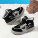 Huali children's shoes children's cotton shoes 2025 winter new style plus velvet warm boys' sports shoes TH2068 black gray 37