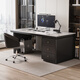 Verdainton Italian light luxury style computer desk bedroom student study table new home slate desk study office writing desk black feet + black cabinet + Chanel glossy 160*60*75 single table with desktop power strip + threading hole + host position